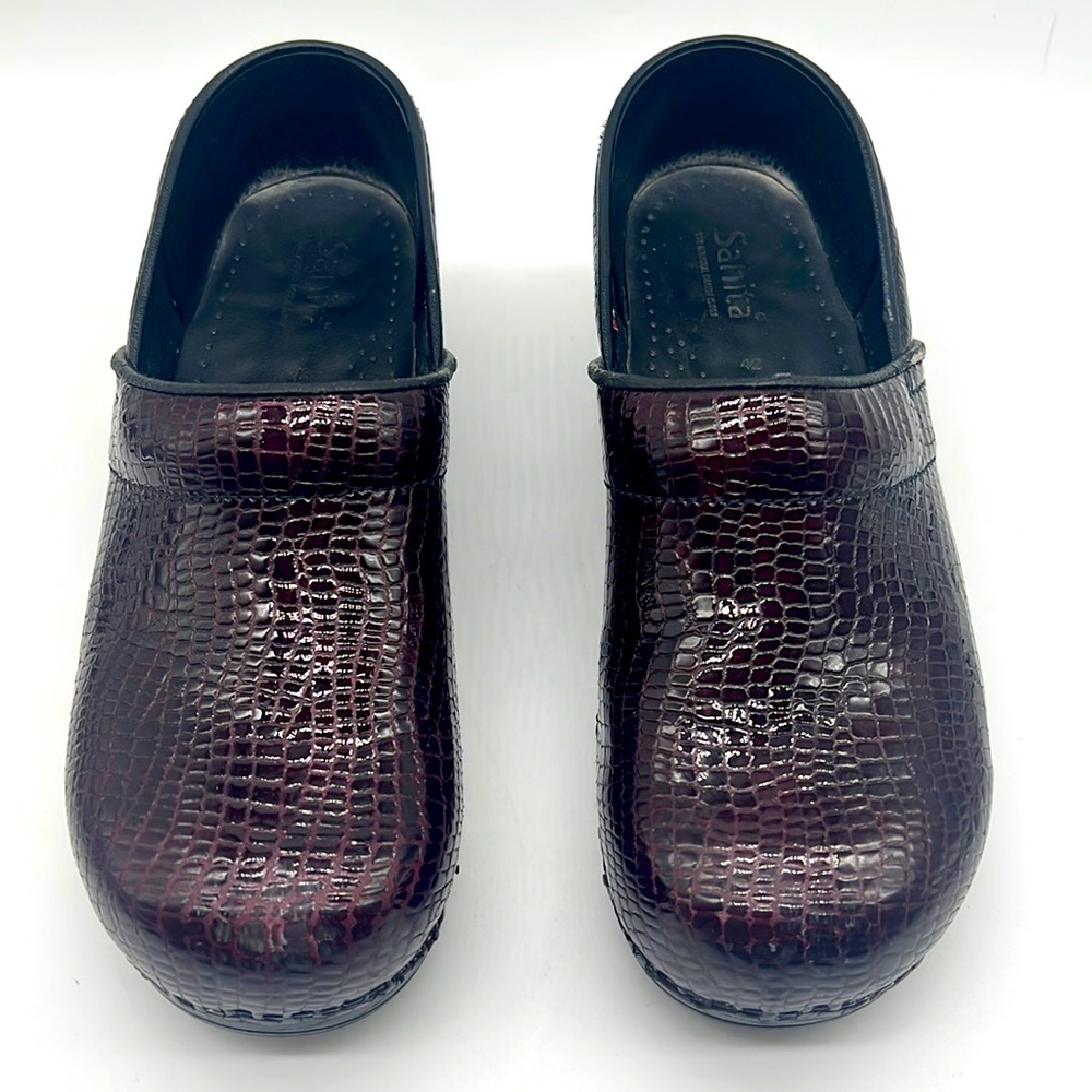 SANITA The Original Danish Clogs Burgundy Croc Embossed Leather EU Size …